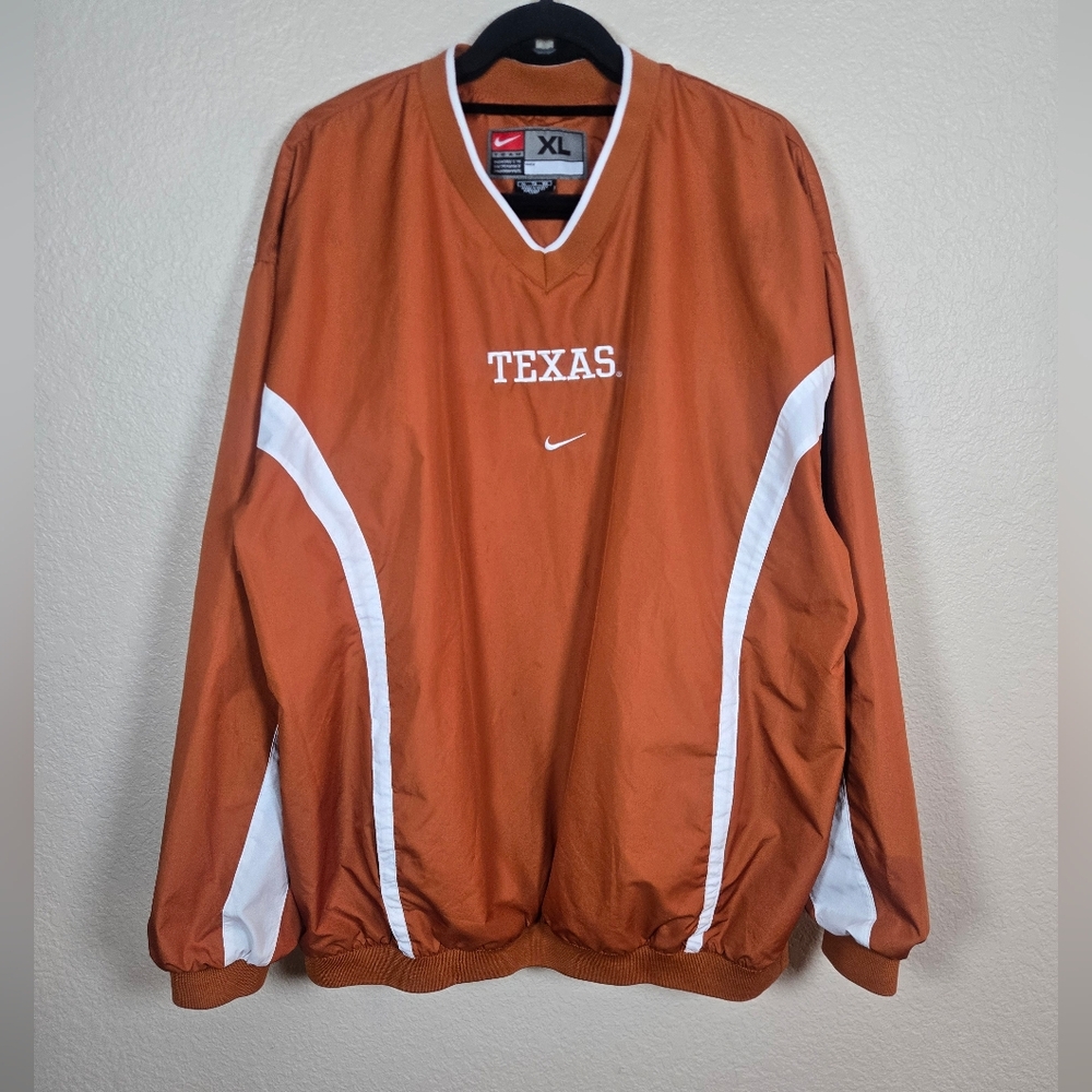VINTAGE Nike Texas Longhorns Burnt Orange Center Swoosh Pullover Windbreaker XL